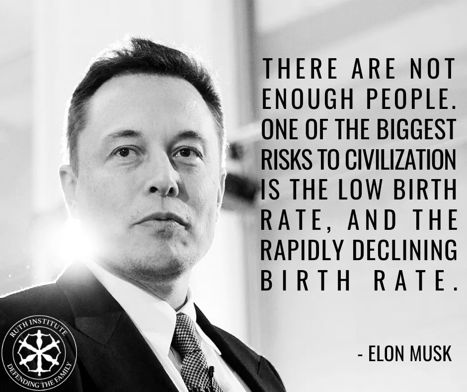 Elon Must warns about Demographic Winter while the media ignores the calamity that population decline would engender.