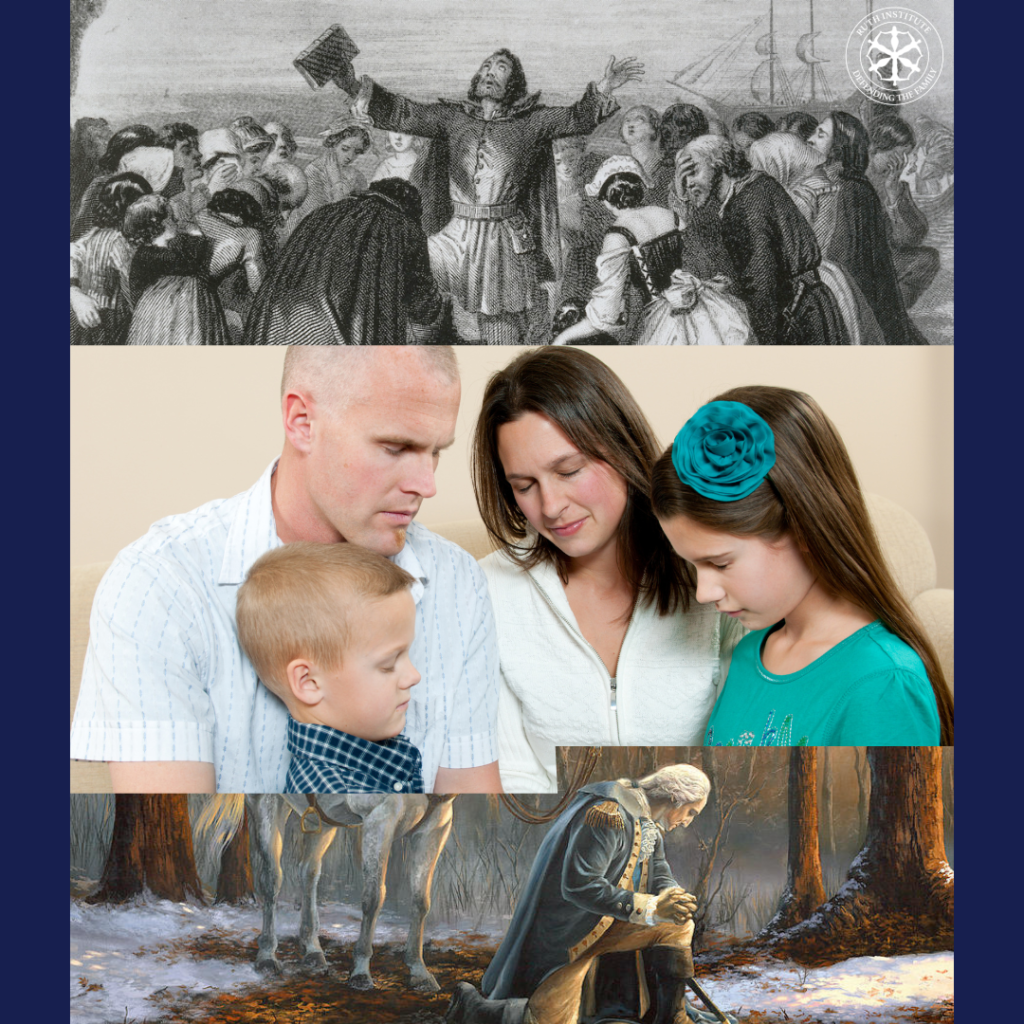 faith of our fathers, pilgrims praying, family praying, George Washington praying